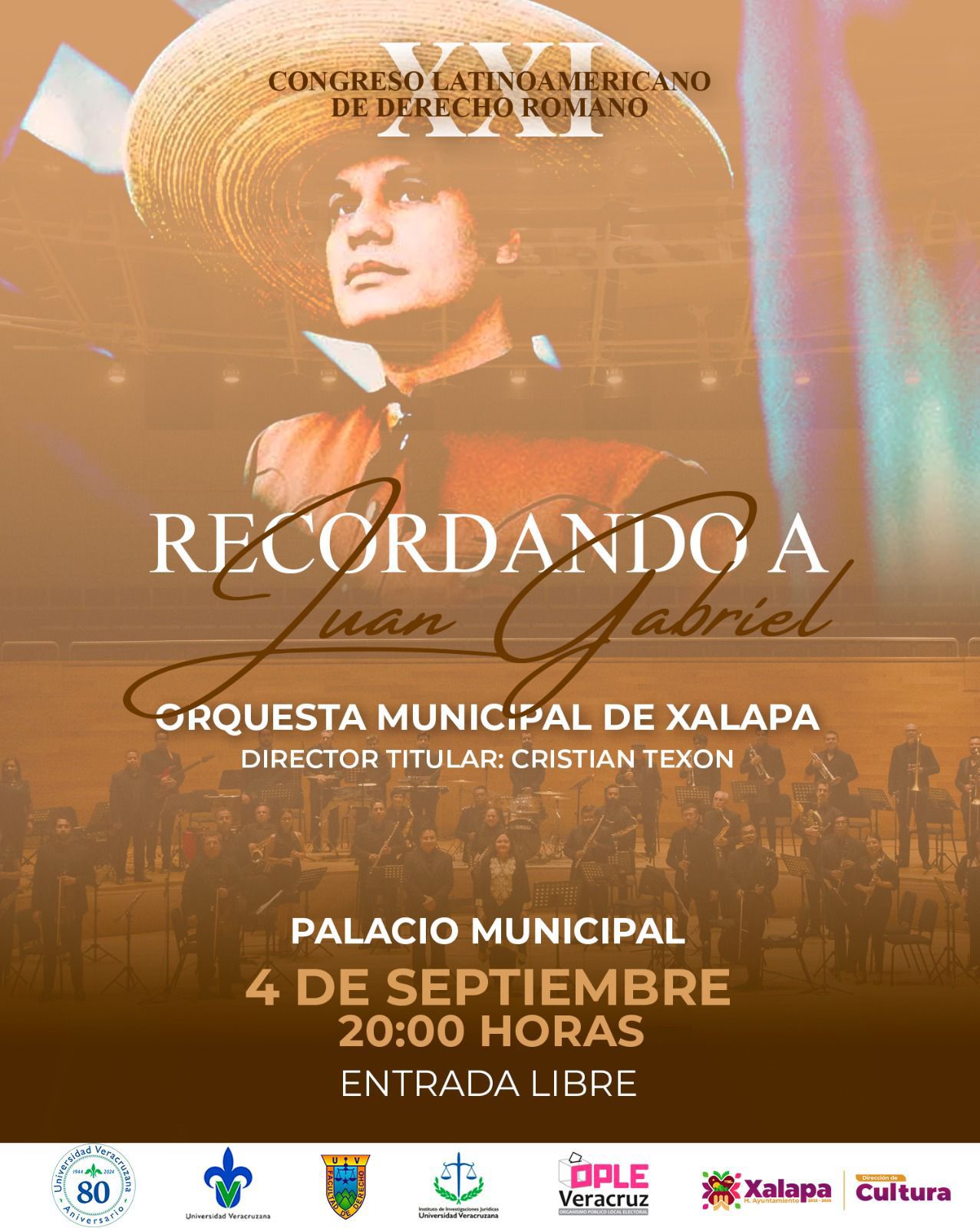 Concierto Recordando a Juan Gabriel este miércoles en Xalapa