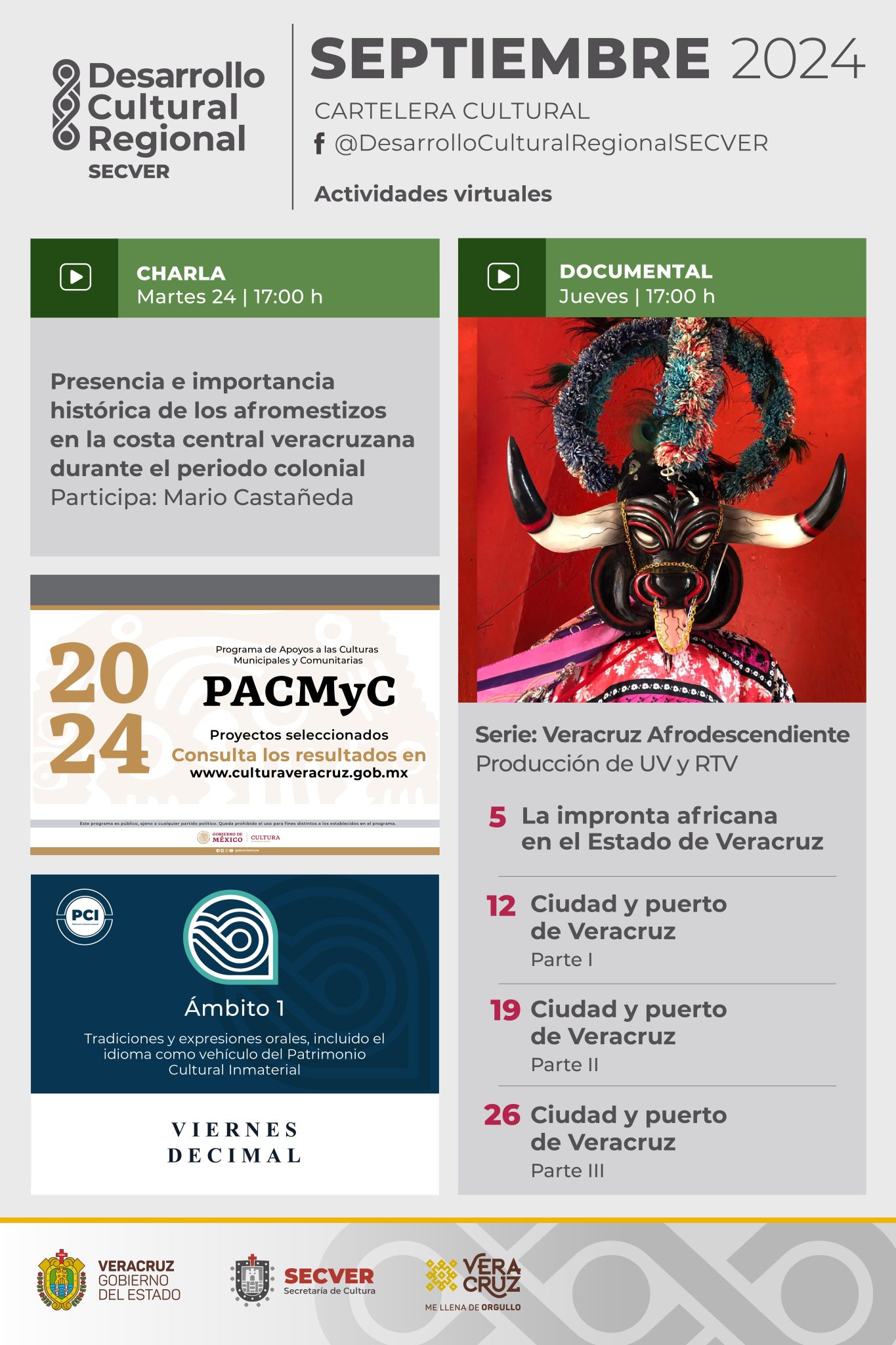 Presentan cartelera virtual de Desarrollo Cultural Regional para el  mes de septiembre