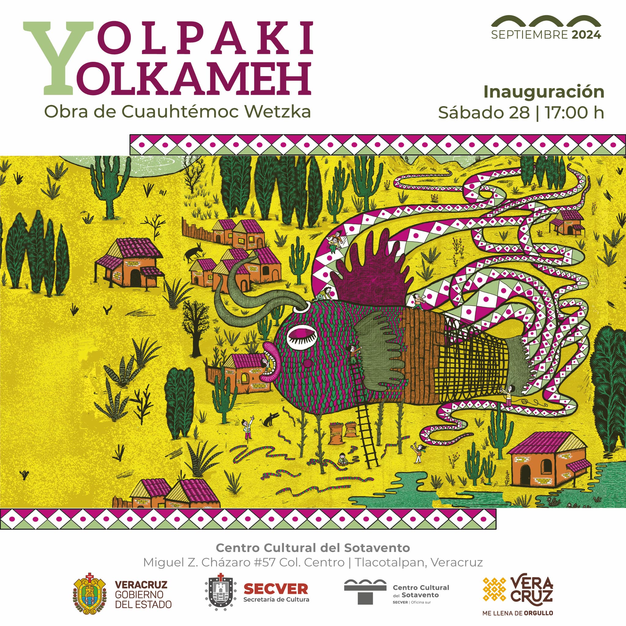 Inauguran la exposición Yolpaki yolkameh de Cuauhtémoc Wetzka en el Centro Cultural del Sotavento