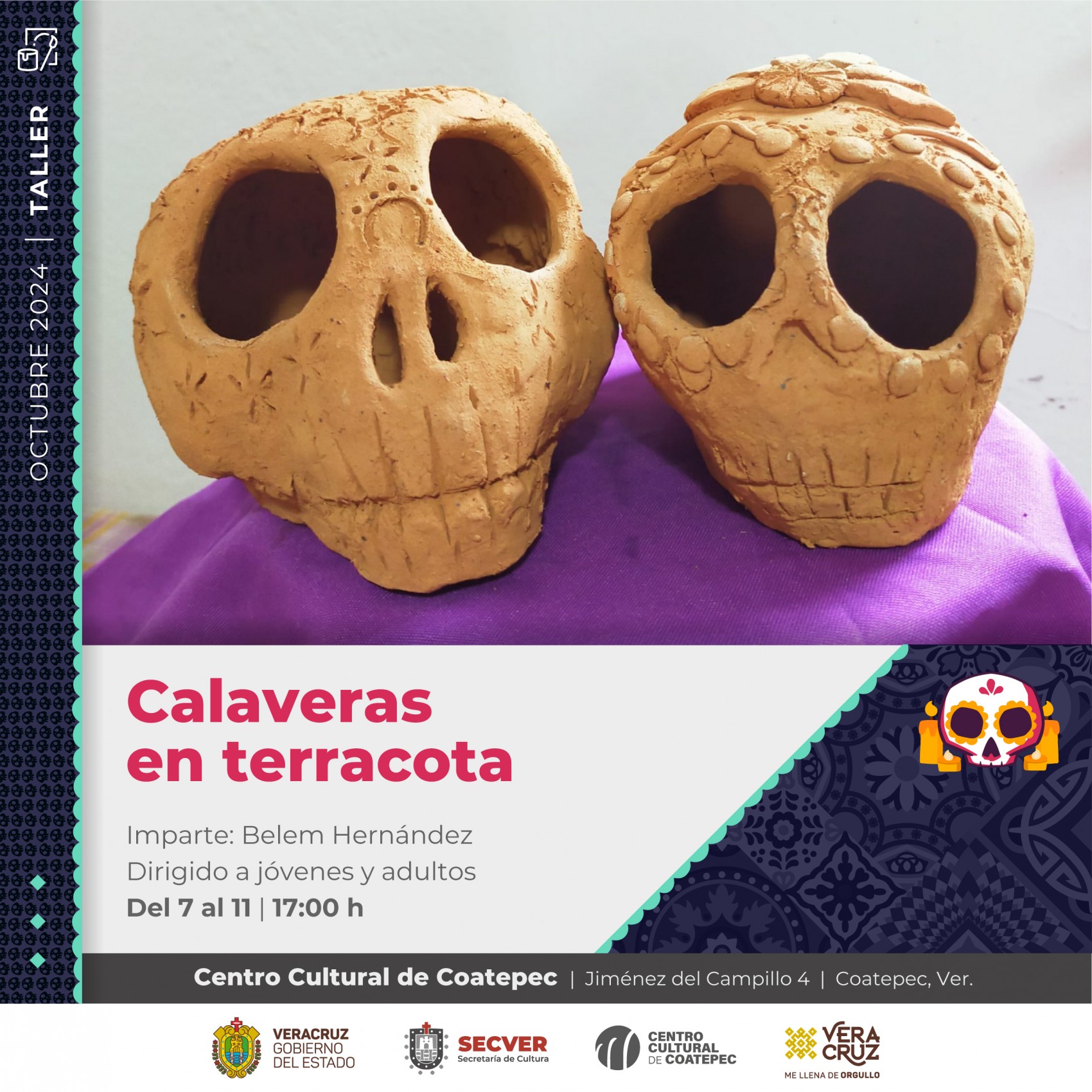 Estás invitado al taller de Calaveras en Terracota en el Centro Cultural de Coatepec