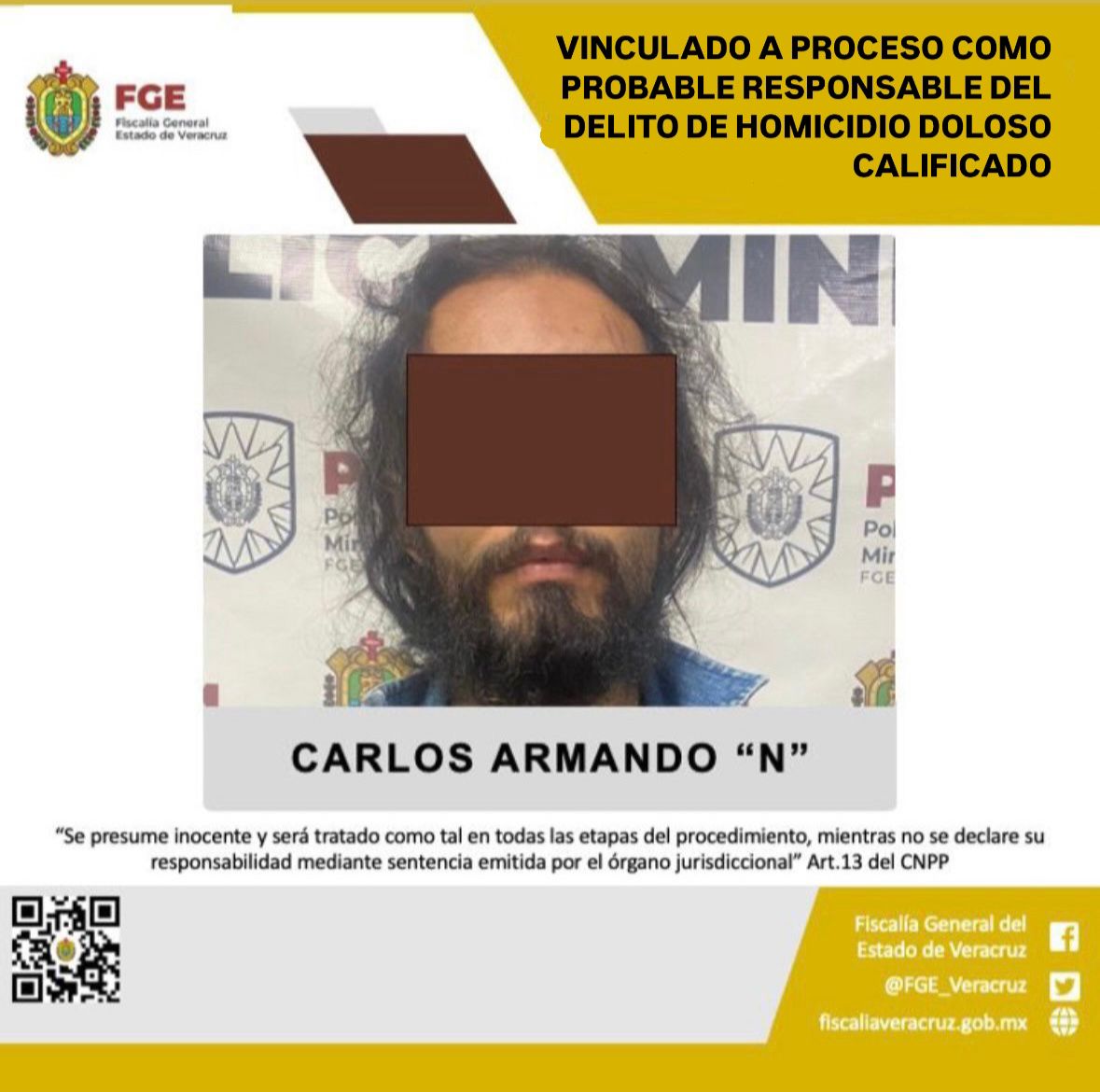 Vincula a proceso a Carlos Armando N por homicidio de Víctor Muro