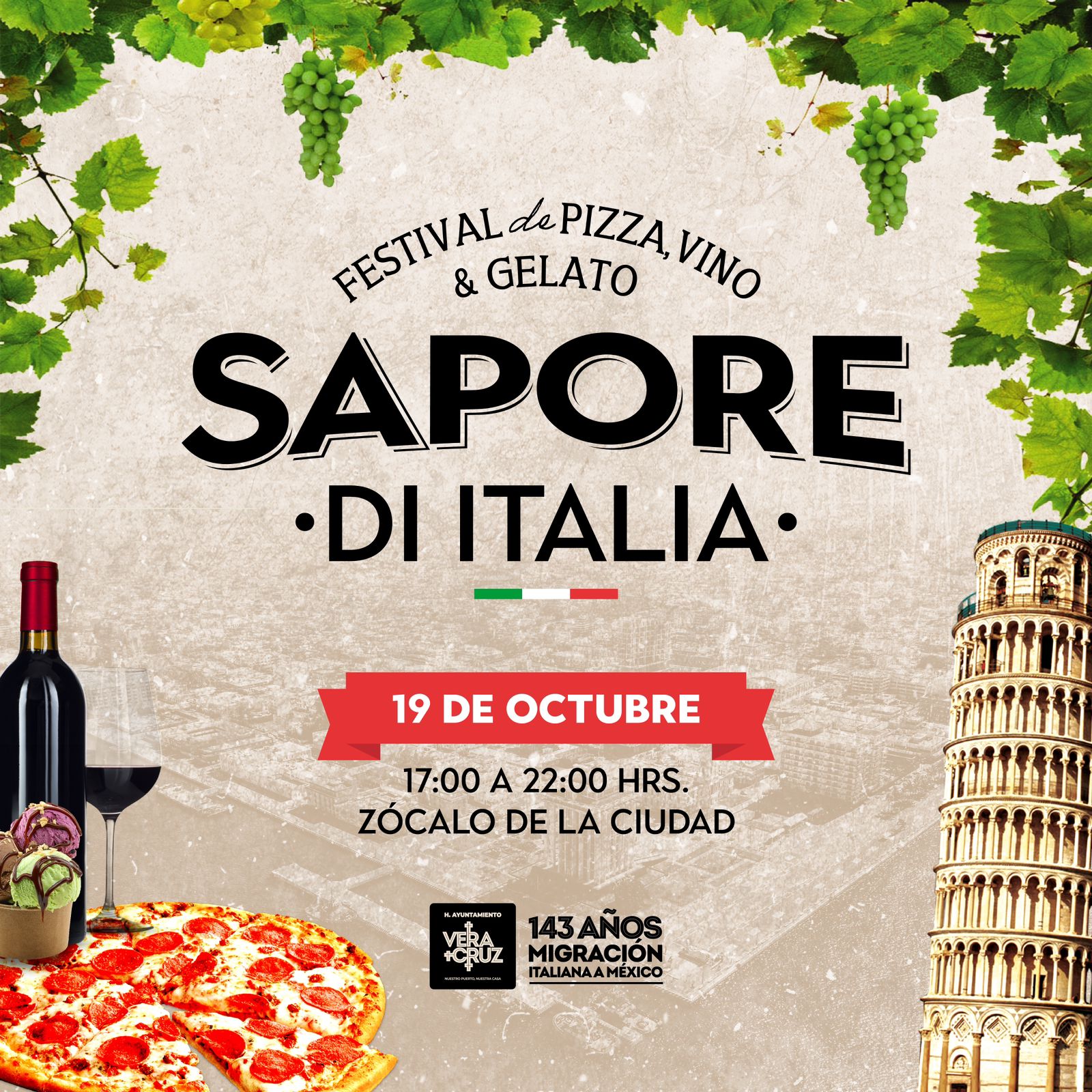 Primer Festival de la Pizza, el Gelato y el Vino, este 19 de octubre en Veracruz puerto