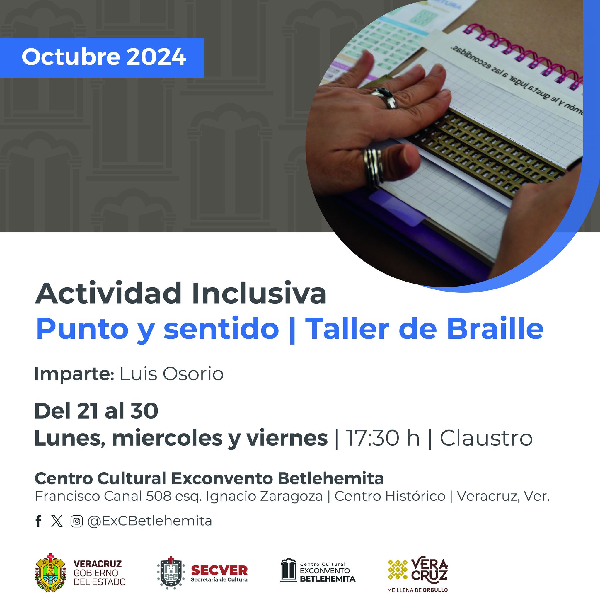 Estás invitado a participar en el taller inclusivo Punto y sentido, un acercamiento al Sistema Braille