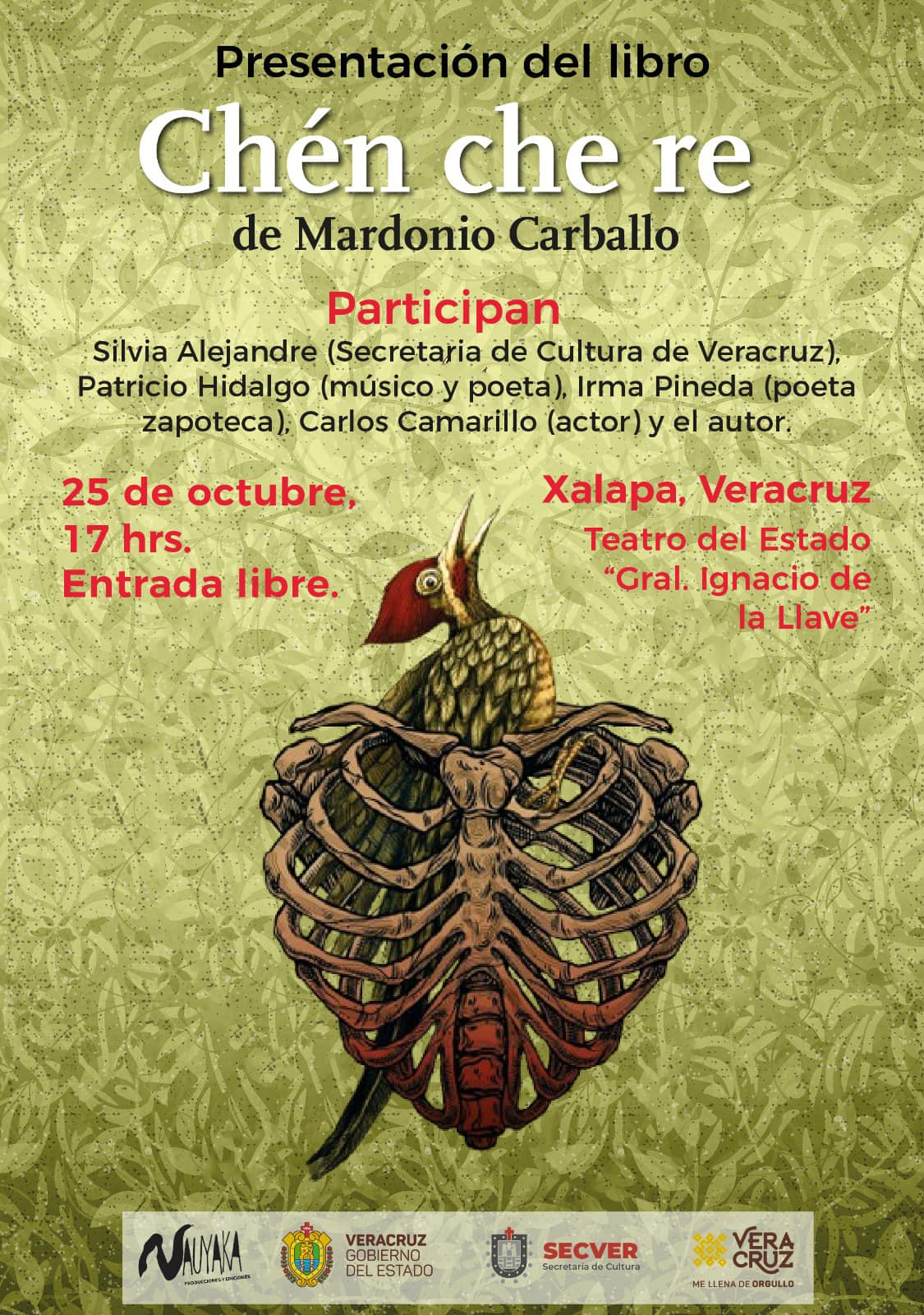 Se invita a la presentación del poemario Chén Che re de Mardonio Carballo