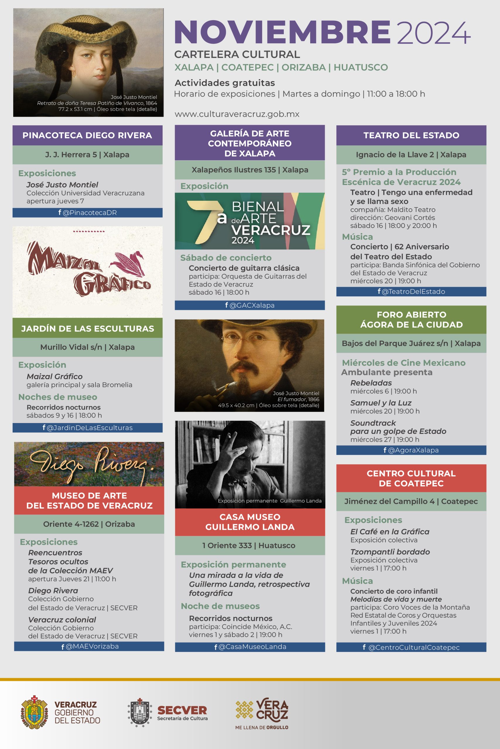 SECVER presenta actividades para noviembre en su red de recintos de Xalapa, Coatepec, Orizaba y Huatusco