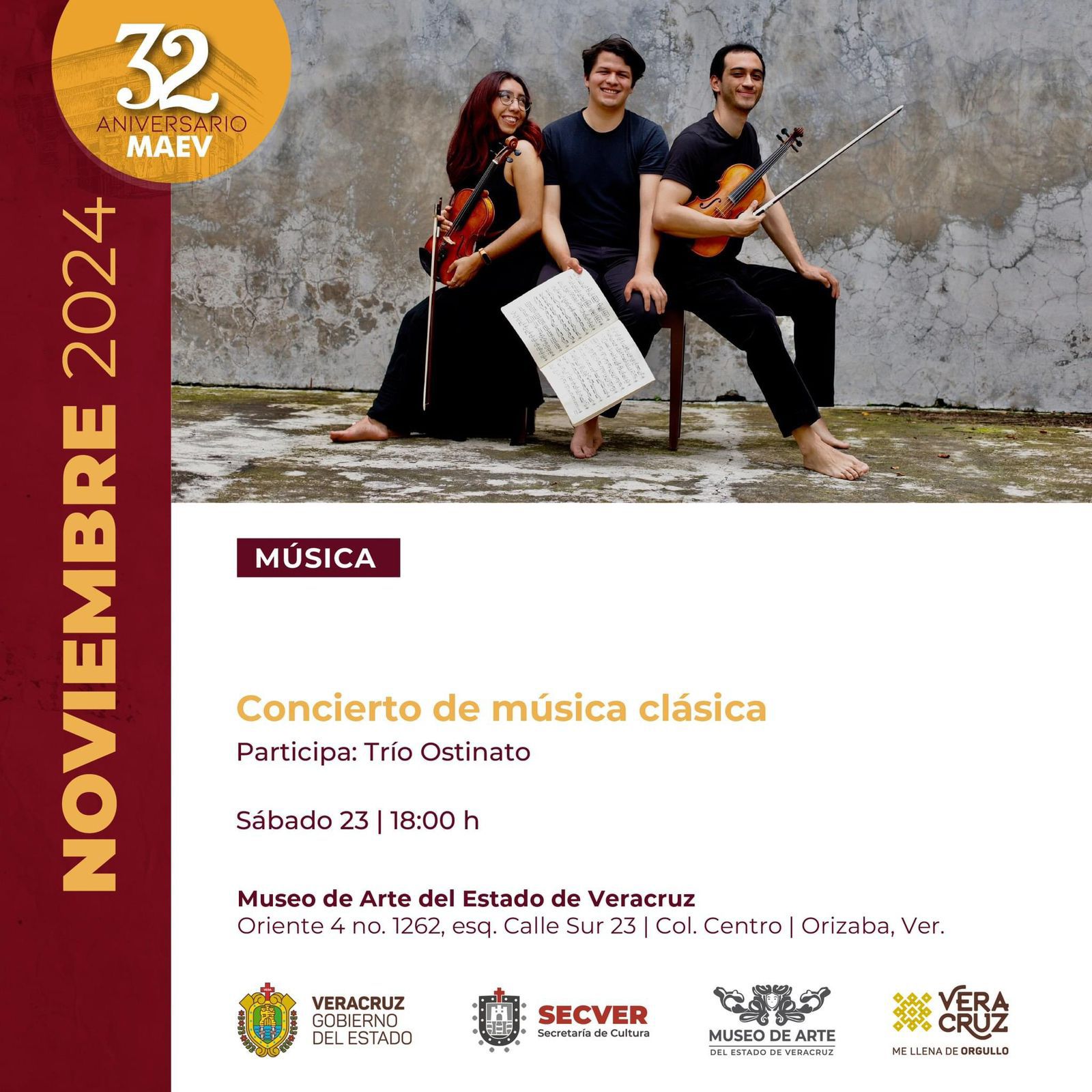 El Trío Ostinato ofrecerá concierto especial en el 32 aniversario del MAEV el 23 de noviembre