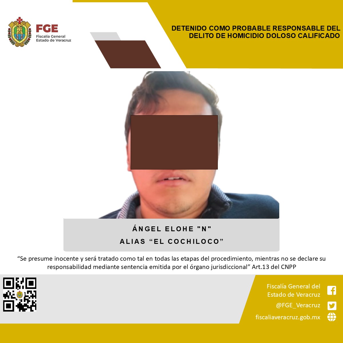 Capturan a “El Cochiloco”, presunto responsable del homicidio de dos menores en Veracruz