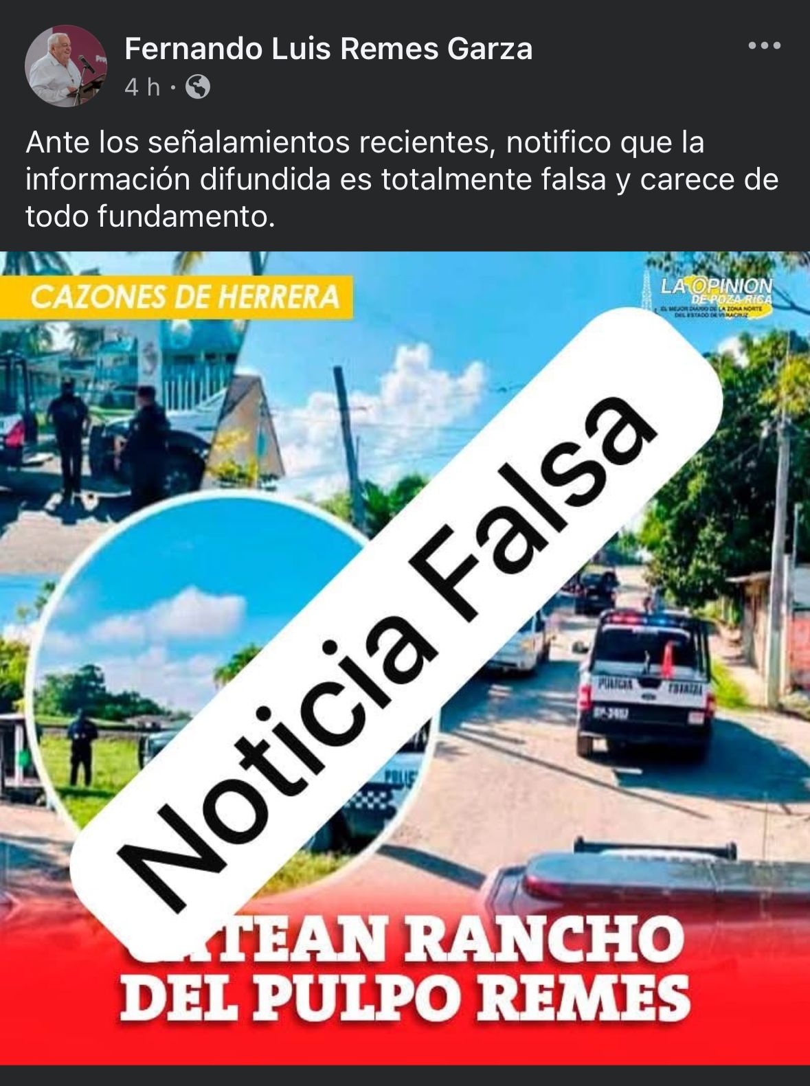 Remes Garza niega cateo en su rancho