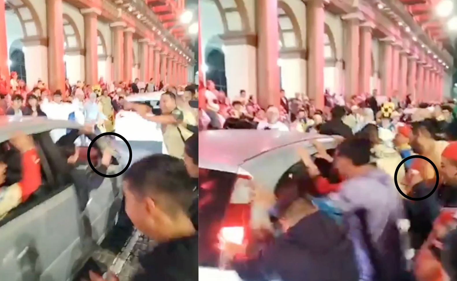 Le roban celular en plena celebración del América en Plaza Lerdo