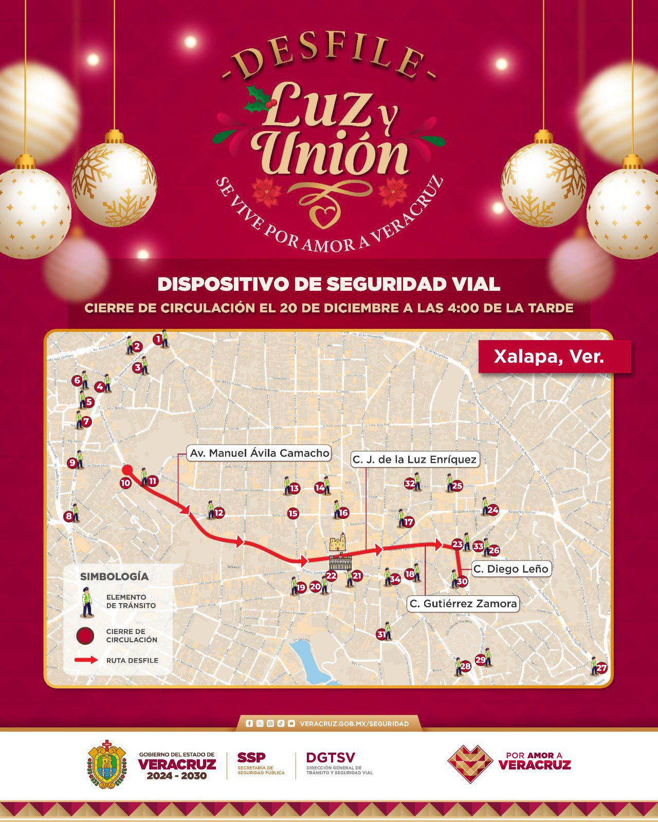 Cortes de circulación en Xalapa por desfile navideño