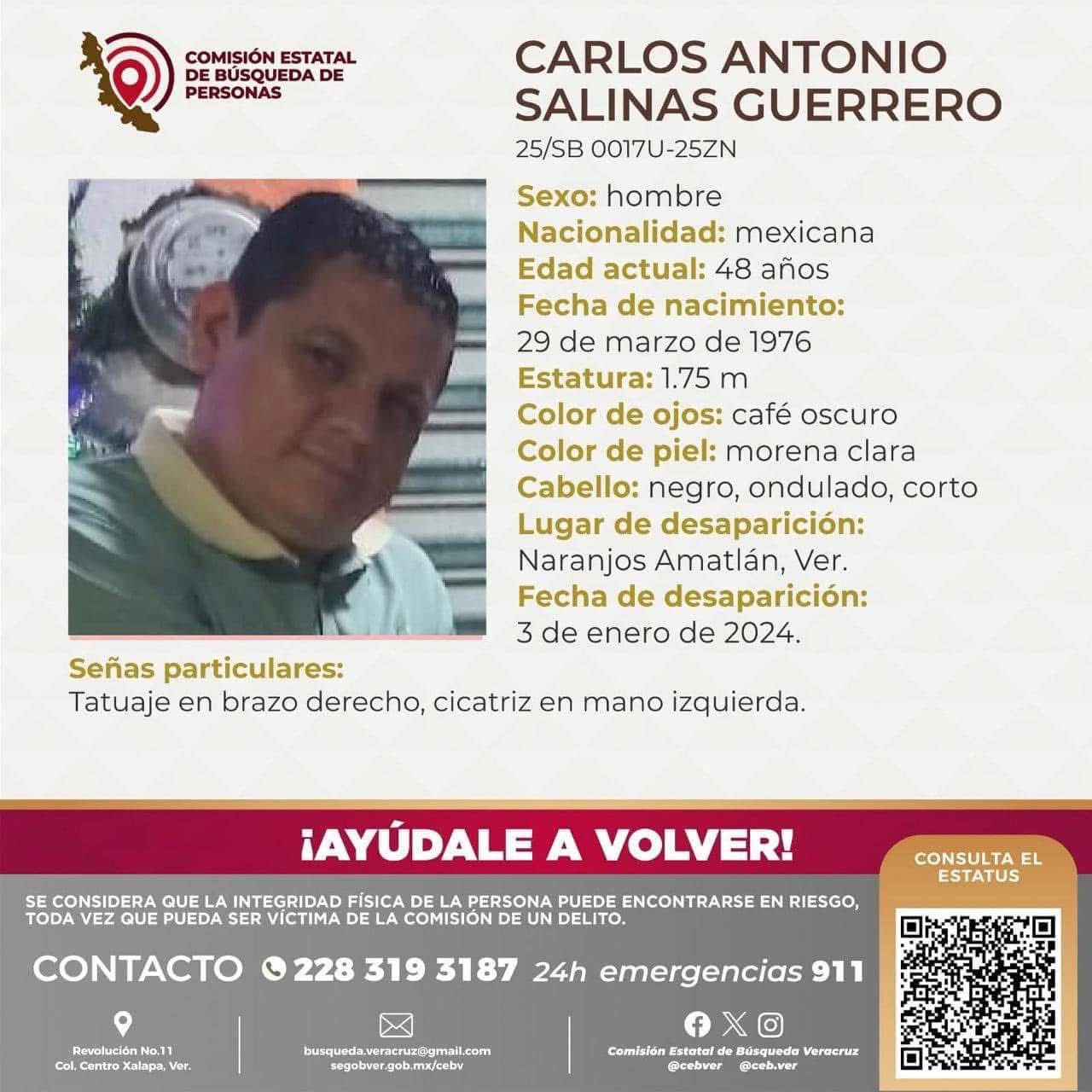 Cumple tres días desaparecido comisionado municipal de Naranjos-Amatlán