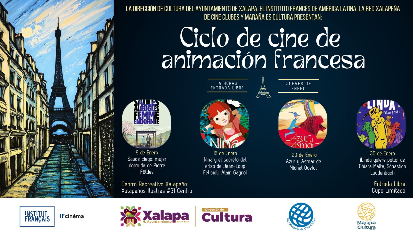 Ciclo de cine de animación francesa este mes de enero en Xalapa