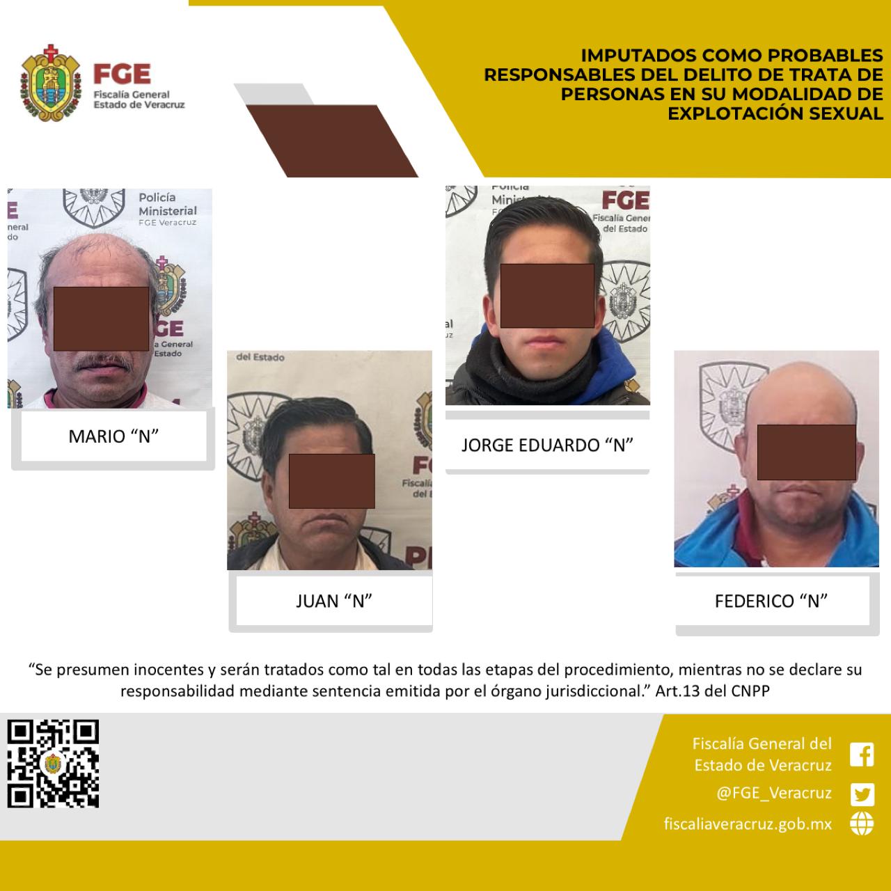 Fiscalía imputa a cuatro hombres por trata de personas y explotación sexual de una adolescente