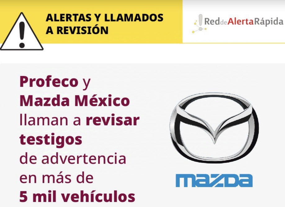 Llaman a revisión a 25 mil 559 vehículos Mazda y KIA por posibles fallas en sus sistemas