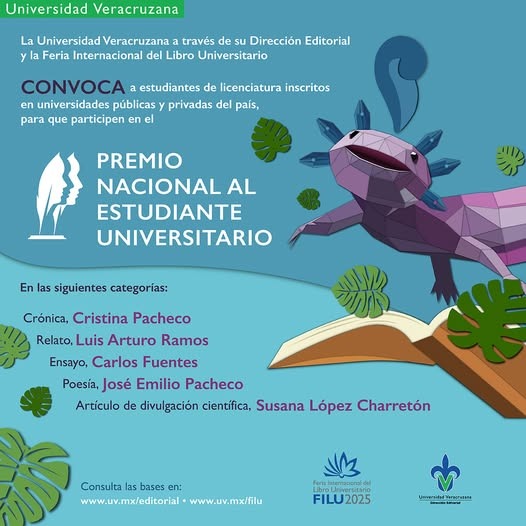 Editorial de la UV amplía el periodo de participación para el Premio Nacional al Estudiante Universitario