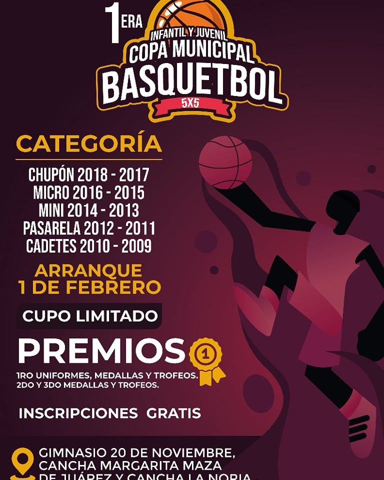 Ayuntamiento de Coatzacoalcos invita a participar en la 1era. Copa Municipal de Básquetbol Infantil y Juvenil