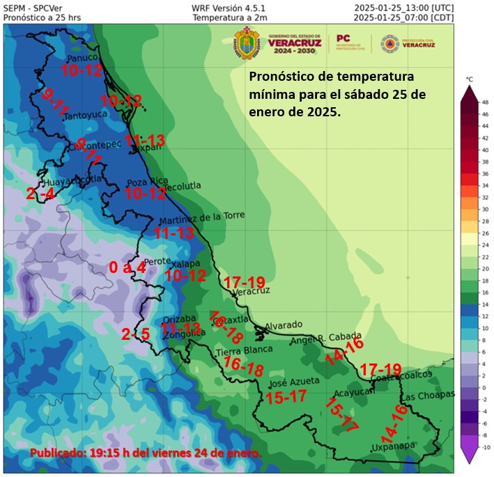 Fresco fin de semana en Veracruz con lenta recuperación de la temperatura