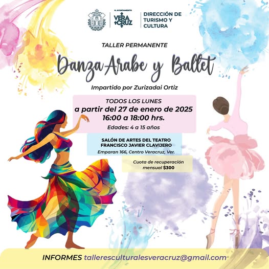 Ayuntamiento de Veracruz invita a inscribir a los niños al Taller Permanente de Danza Árabe y Ballet