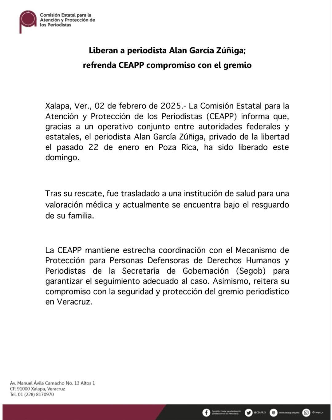 Liberan a comunicador privado de su libertad en Poza Rica