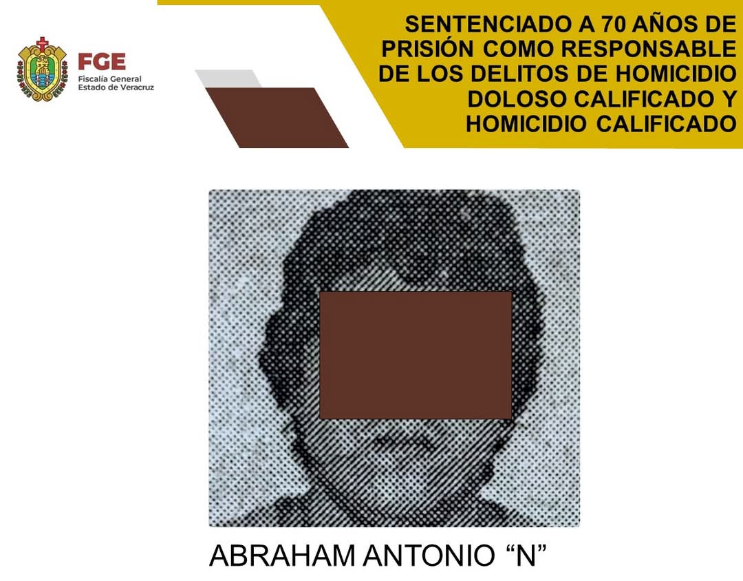 Sentenciado a 70 años de prisión como responsable de los delitos de homicidio doloso