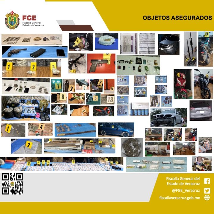 Veracruz: 16 detenidos y aseguramiento de drogas, armas y vehículos en operativos de seguridad