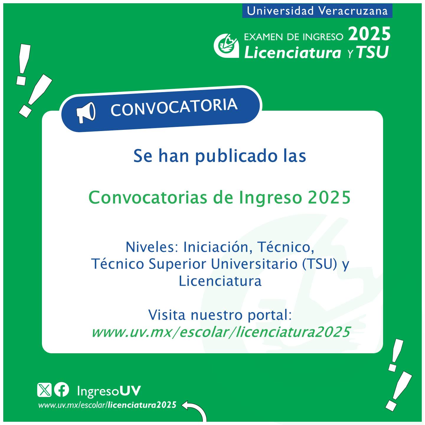 Universidad Veracruzana lanza convocatoria de ingreso 2025: Fechas y requisitos para el examen de admisión