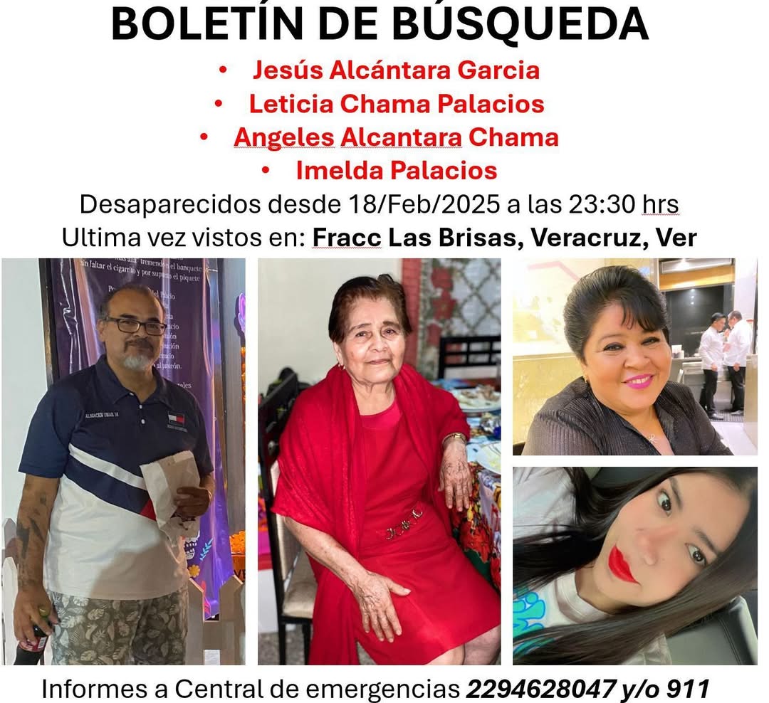 Desaparecen cuatro integrantes de una familia en Veracruz; piden ayuda para localizarlos