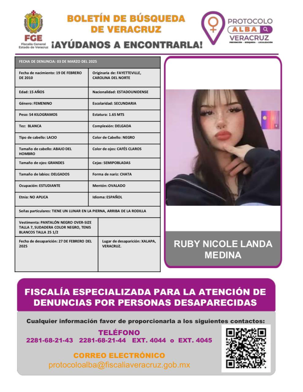 Ruby Nicole originaria de EU desaparece en Xalapa