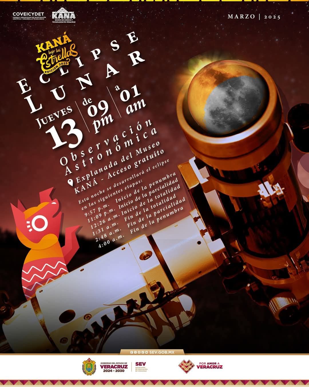 Eclipse lunar en Xalapa: Observación gratuita en el Museo KANÁ