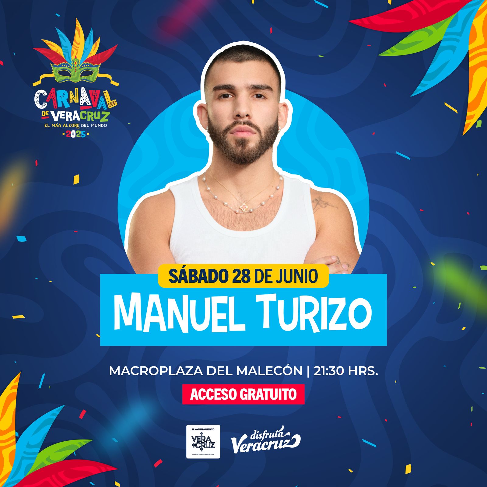 Manuel Turizo, primer artista confirmado para el Carnaval de Veracruz 2025