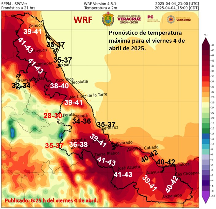 Continuará la ola de calor este viernes en Veracruz, frente frío el domingo