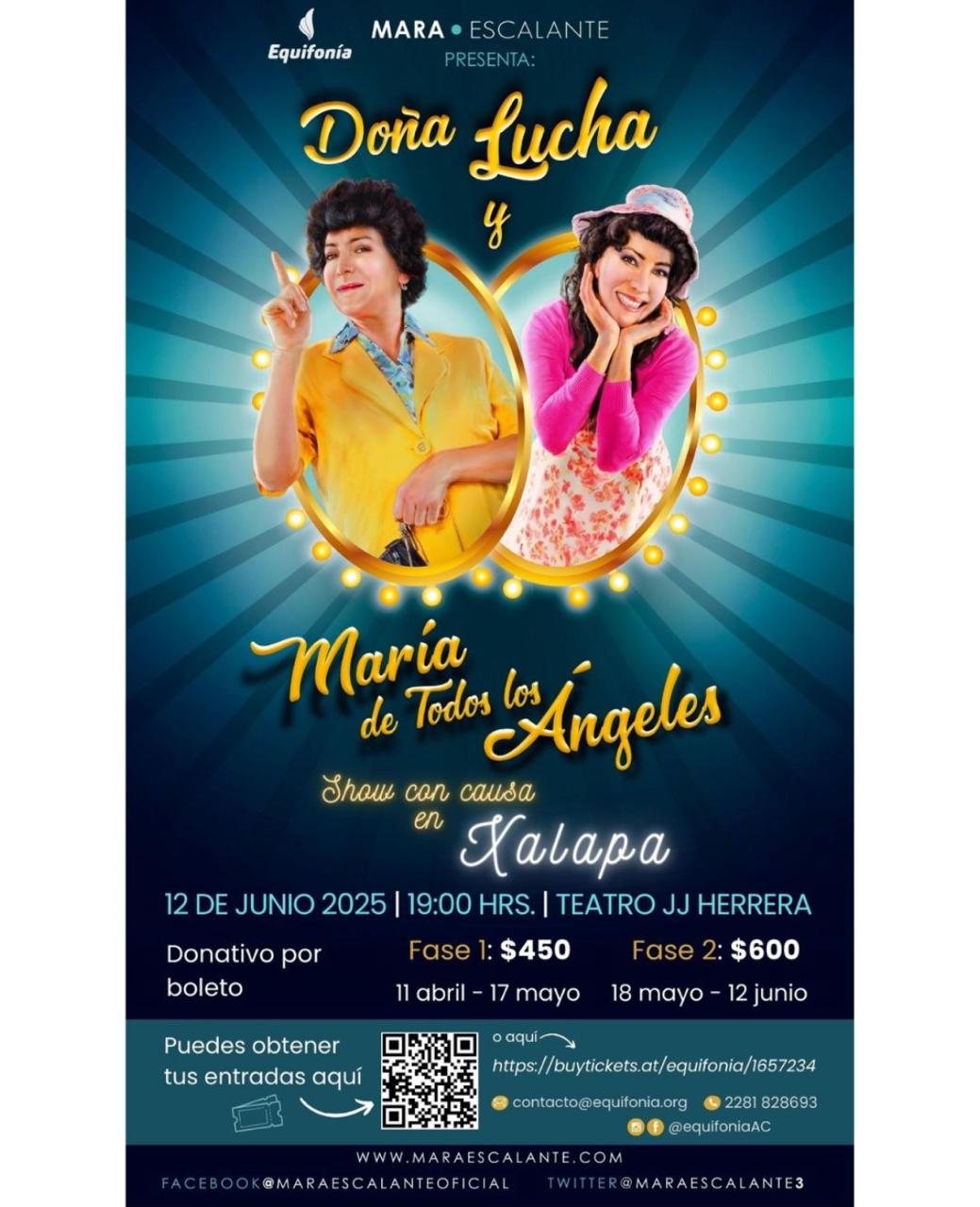 Doña Lucha y María de Todos los Ángeles llegan a Xalapa en show con causa a favor de los derechos de las mujeres