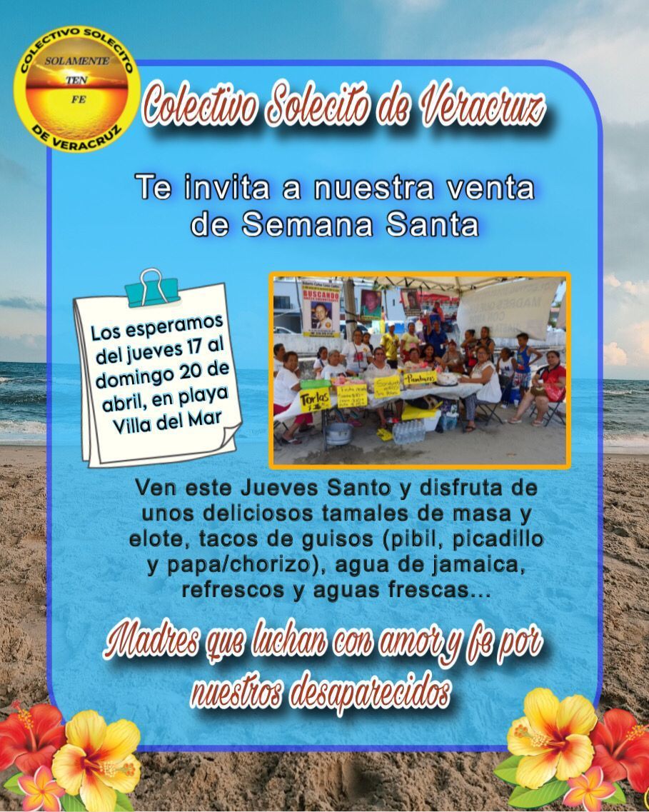 Colectivo Solecito organiza venta en Semana Santa para apoyar búsqueda de desaparecidos en Veracruz