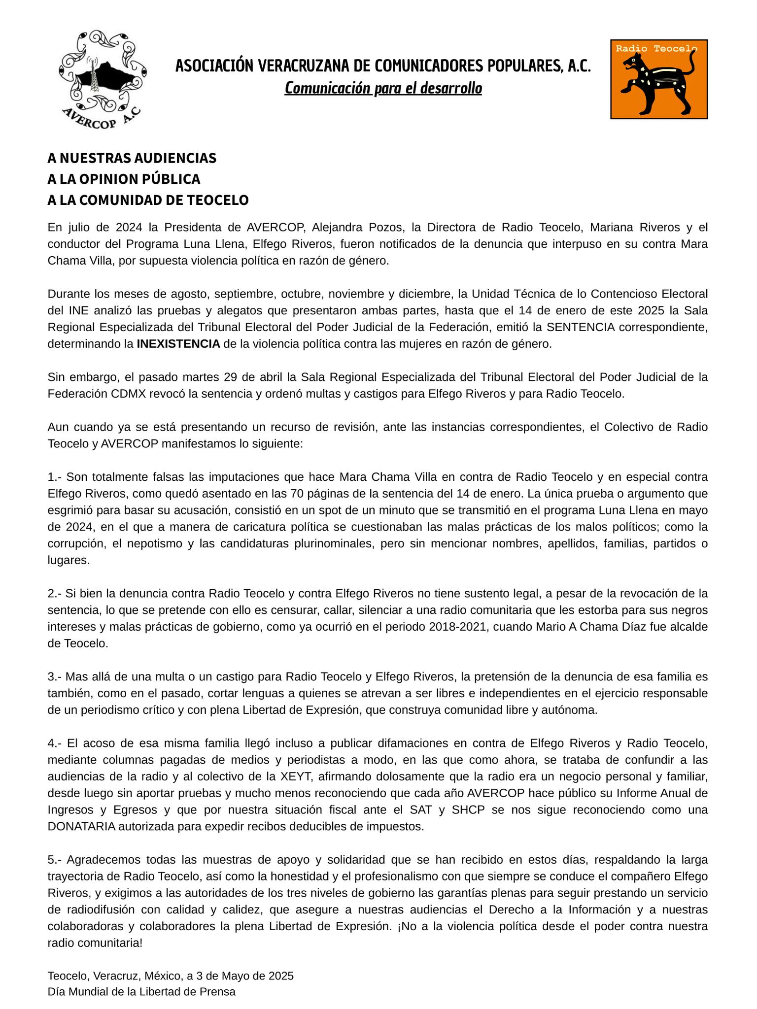 Radio Teocelo denuncia persecución judicial presuntamente promovida por el PVEM