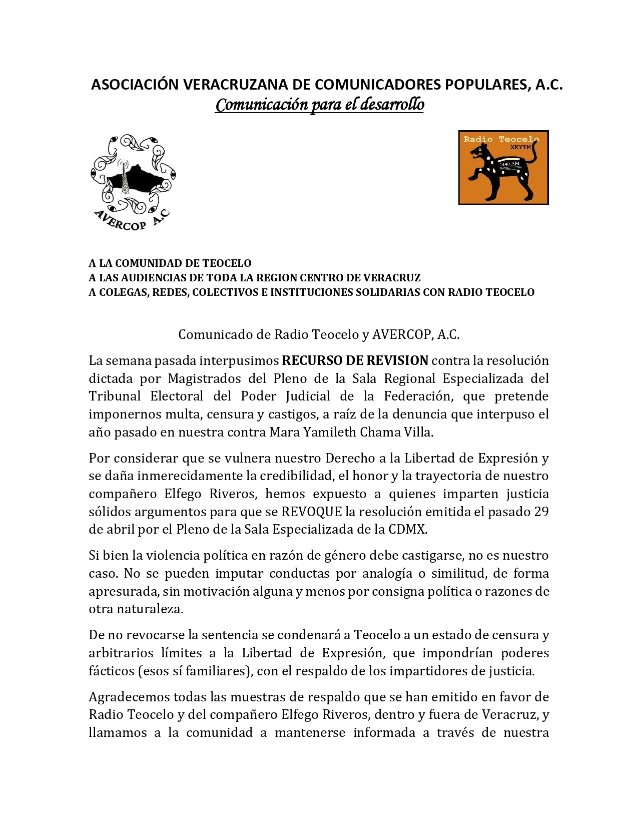 Radio Teocelo impugna resolución del TEPJF; acusa intento de censura y violación a la libertad de expresión
