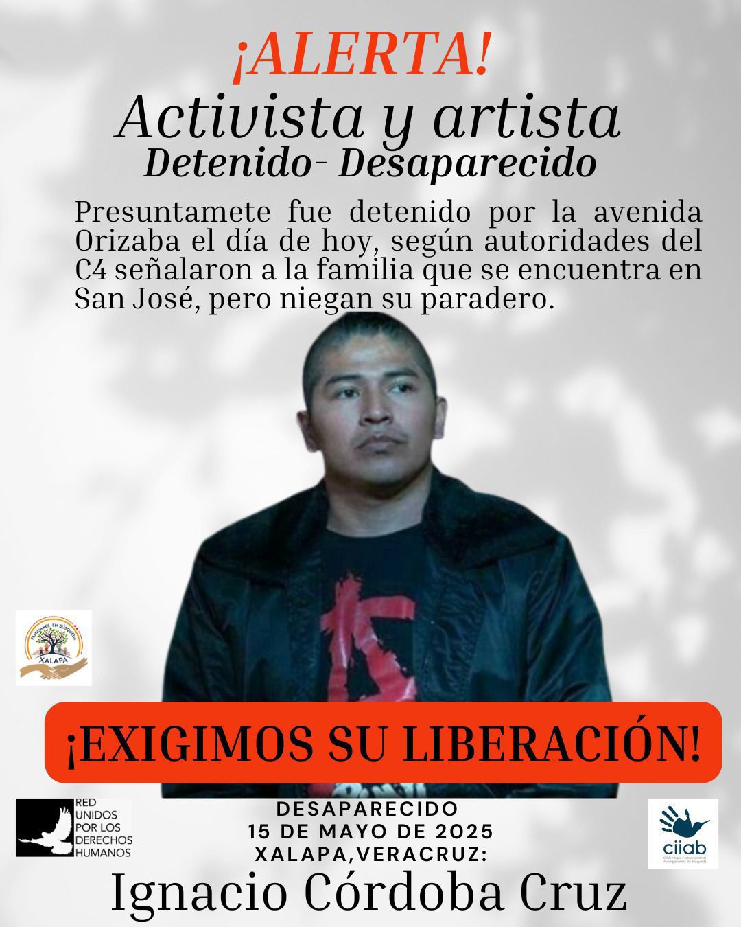 Exigen aparición del activista Ignacio Córdoba Cruz tras presunta detención en Xalapa
