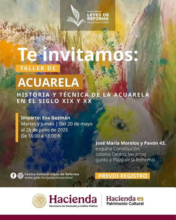 Ofrecen taller gratuito de acuarela en el Centro Cultural Leyes de Reforma en Veracruz