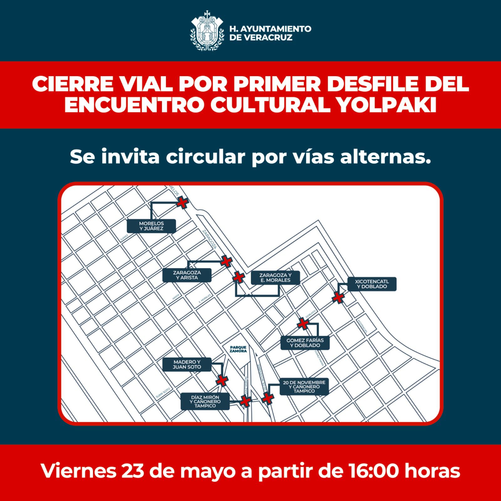 Habrá cierres viales por el primer desfile del “Encuentro Cultural Yolpaki” en Veracruz