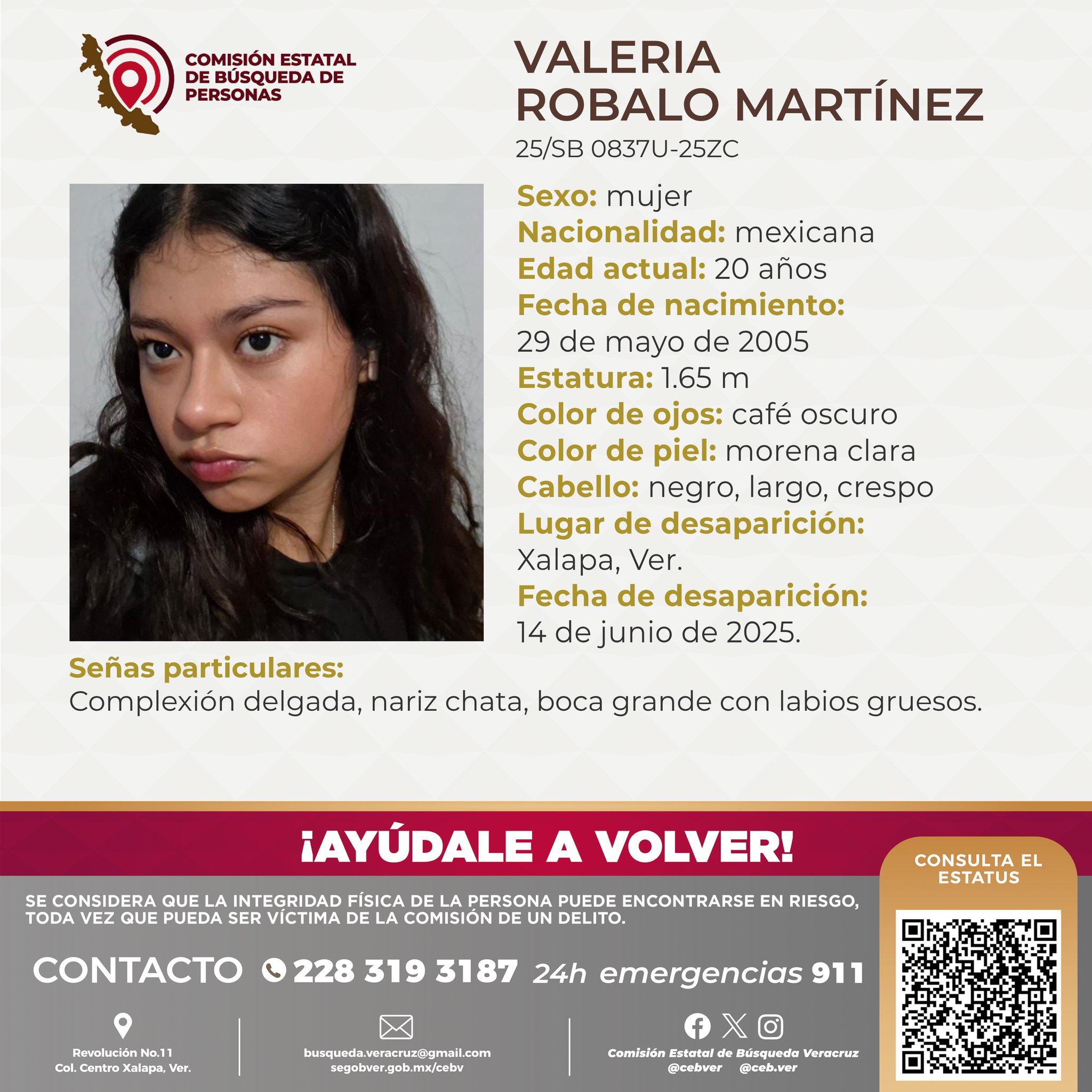 UV exige localizar a Valeria Robalo, estudiante de música desaparecida en Xalapa