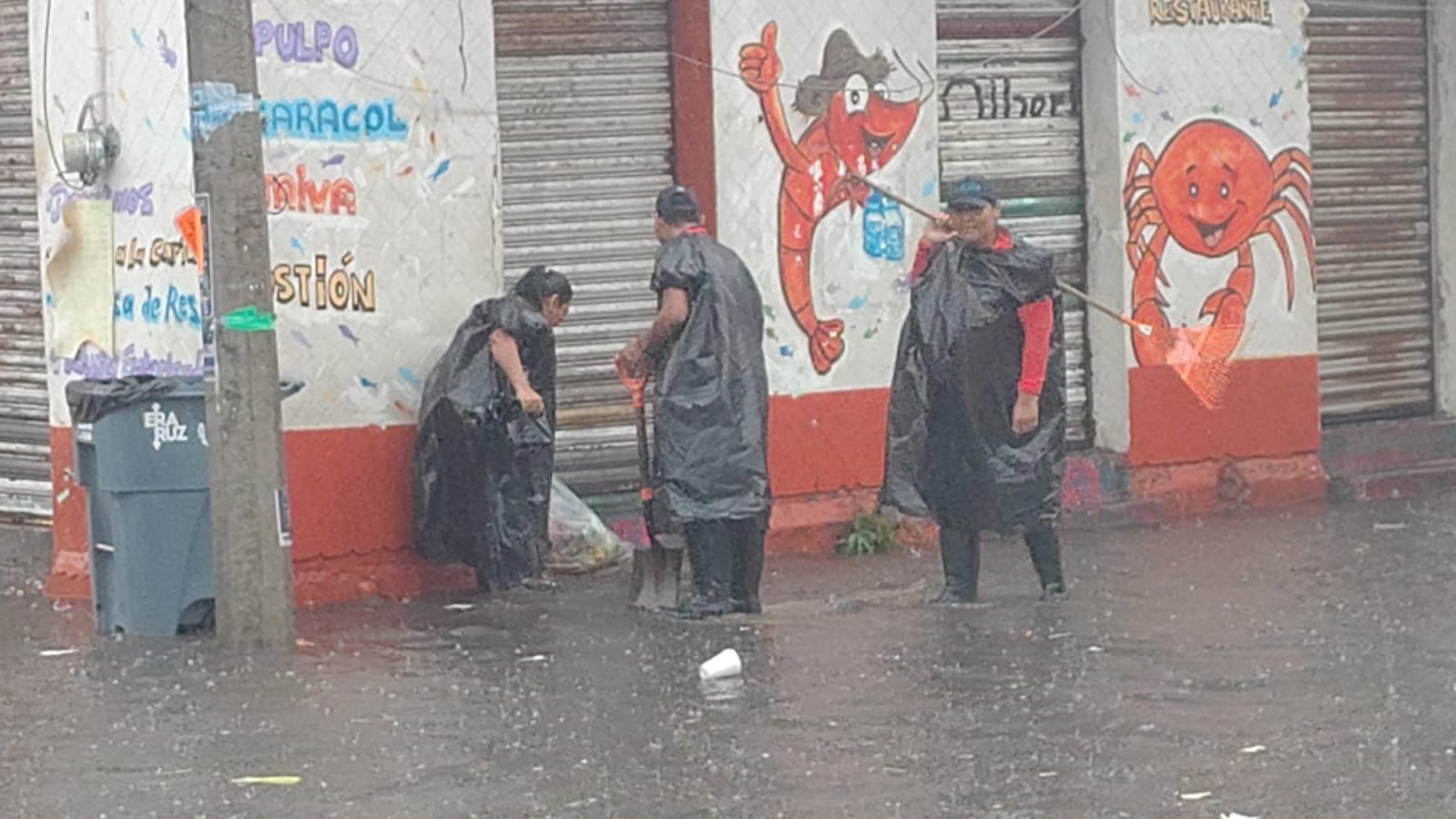 Cuadrillas atienden afectaciones provocadas por la lluvia intensa en Veracruz y Boca del Río