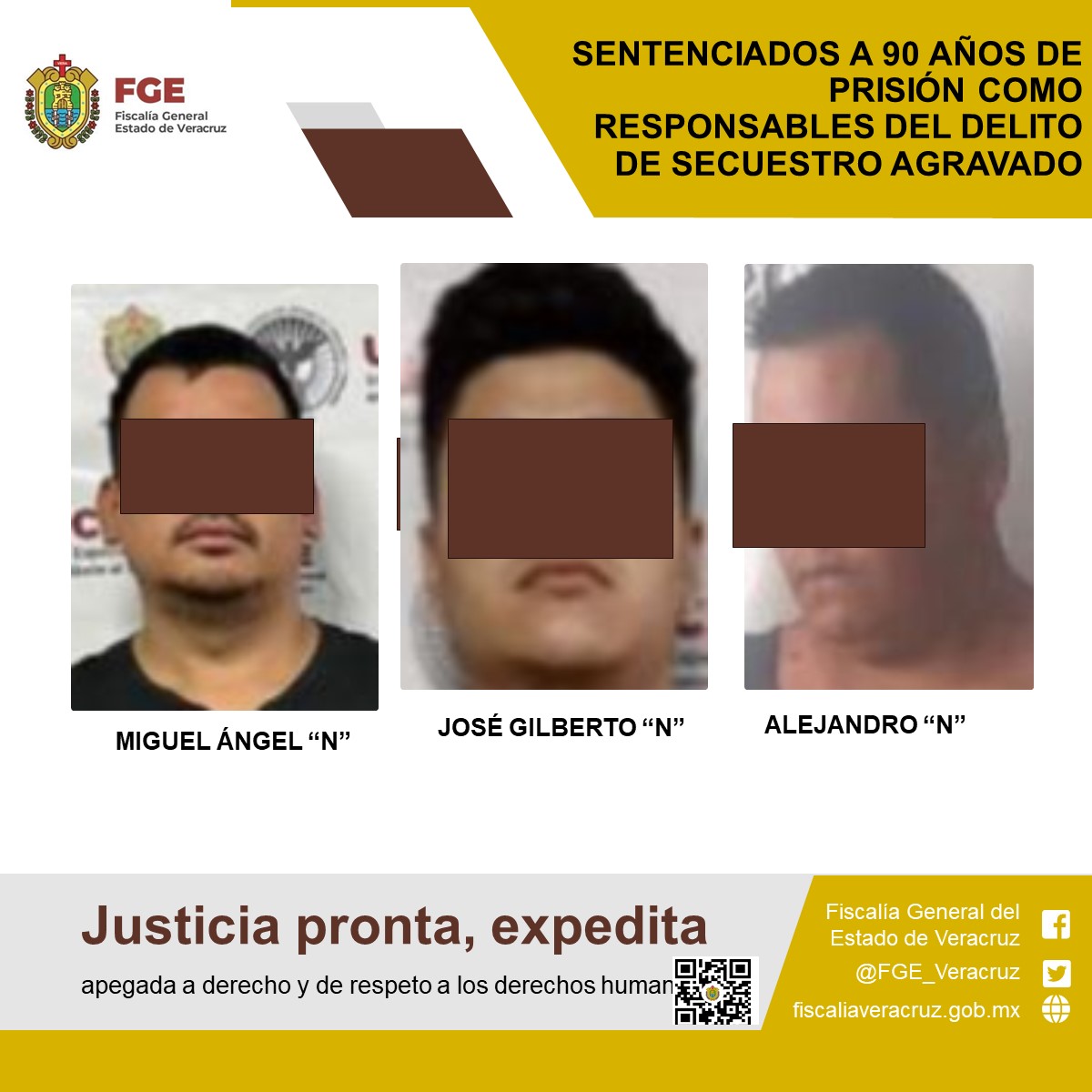 Sentencian a 90 años de prisión a tres hombres por secuestro agravado en Chiconquiaco