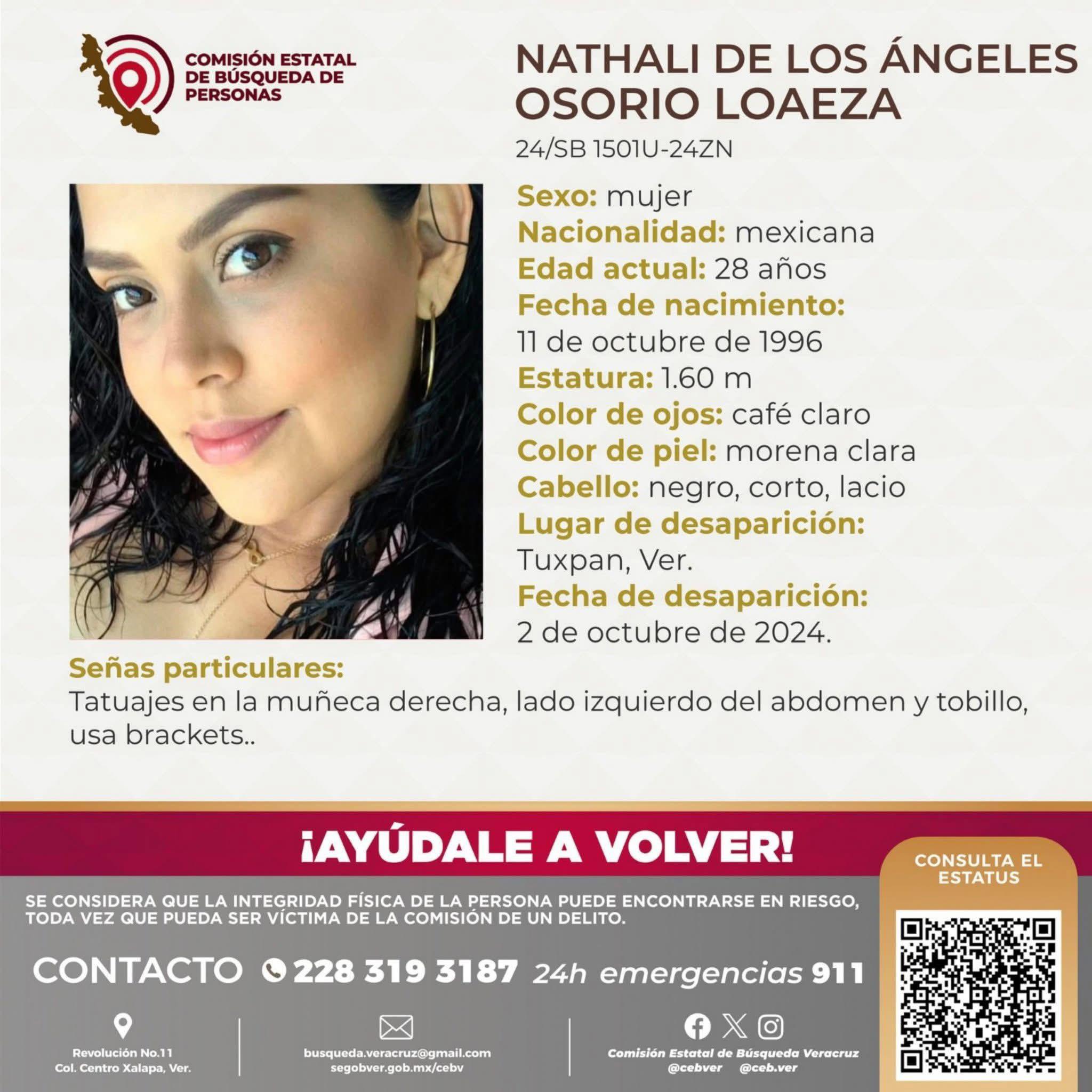 A 8 meses de su desaparición, encuentran sin vida a la joven Nathali de los Ángeles Osorio Loaeza, en Tuxpan