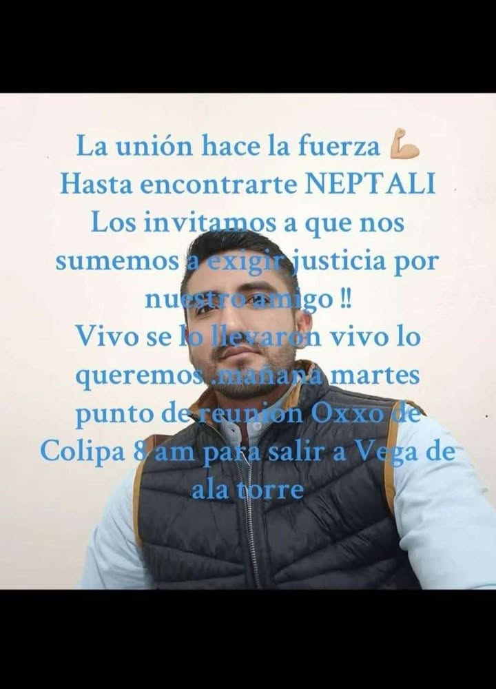 Marcha este martes para exigir el regreso con vida de Neptalí González, desaparecido en Vega de Alatorre