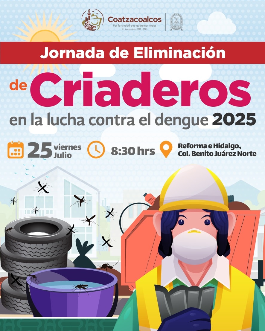 Coatzacoalcos realizará jornada para eliminar criaderos del dengue este viernes 25 de julio