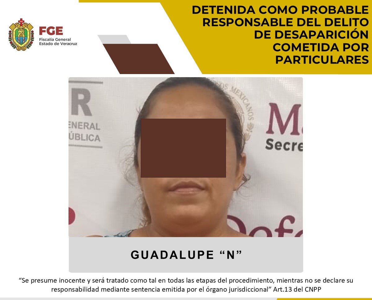 Detenida como probable responsable del delito de desaparición cometida por particulares