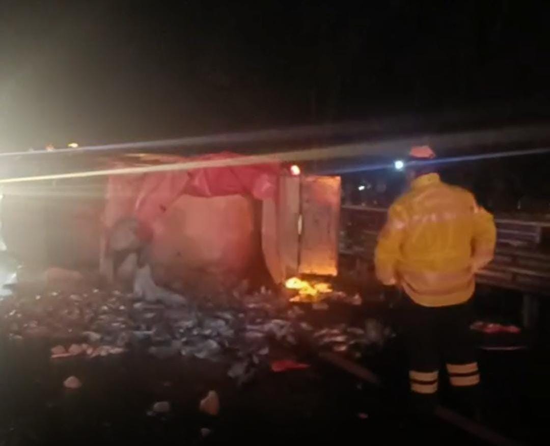 Vuelca camioneta en la autopista Orizaba-Puebla, lugareños y automovilistas roban una tonelada de pescado