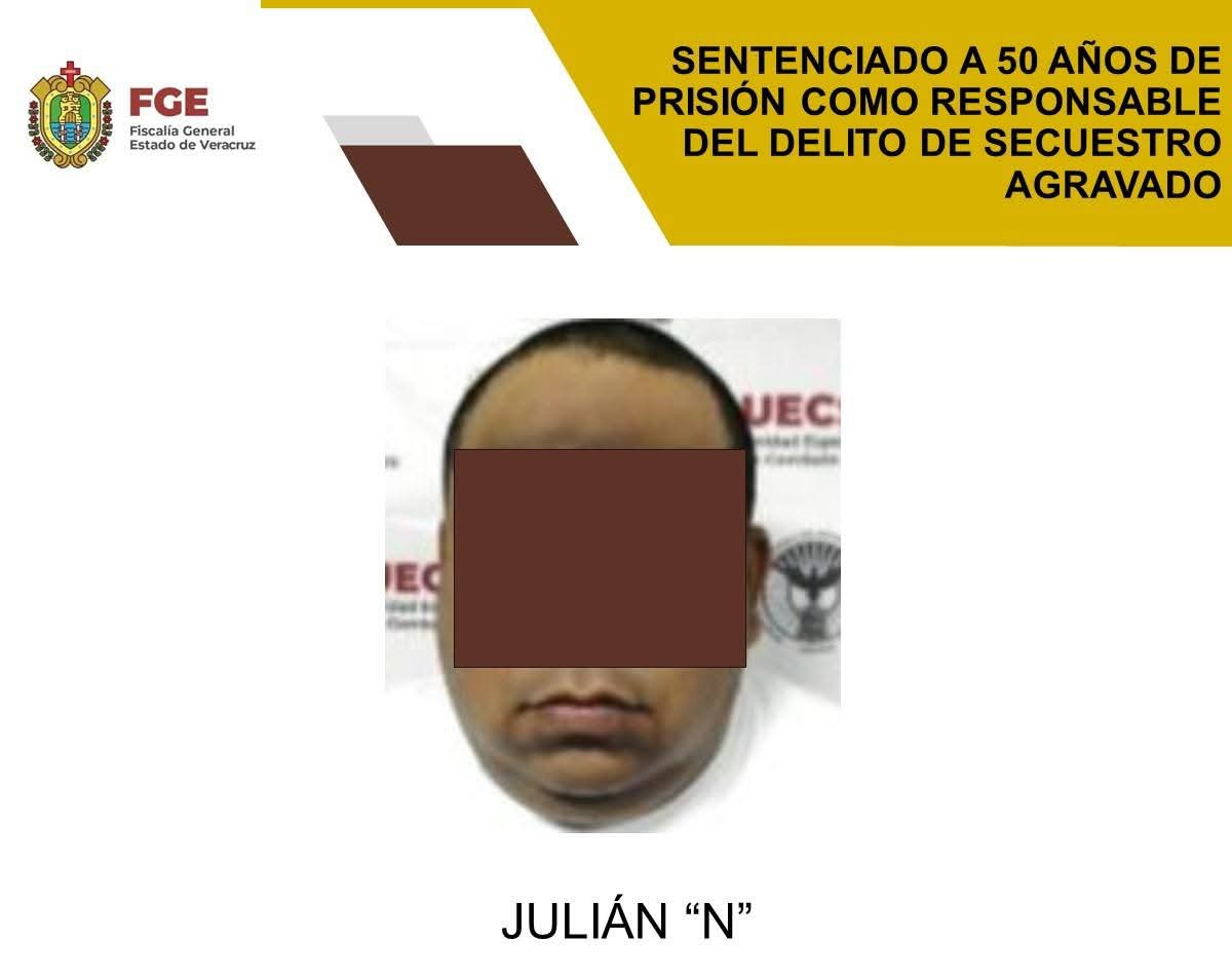 Sentencian a 50 años de cárcel a responsable de secuestro agravado en la ciudad de Veracruz