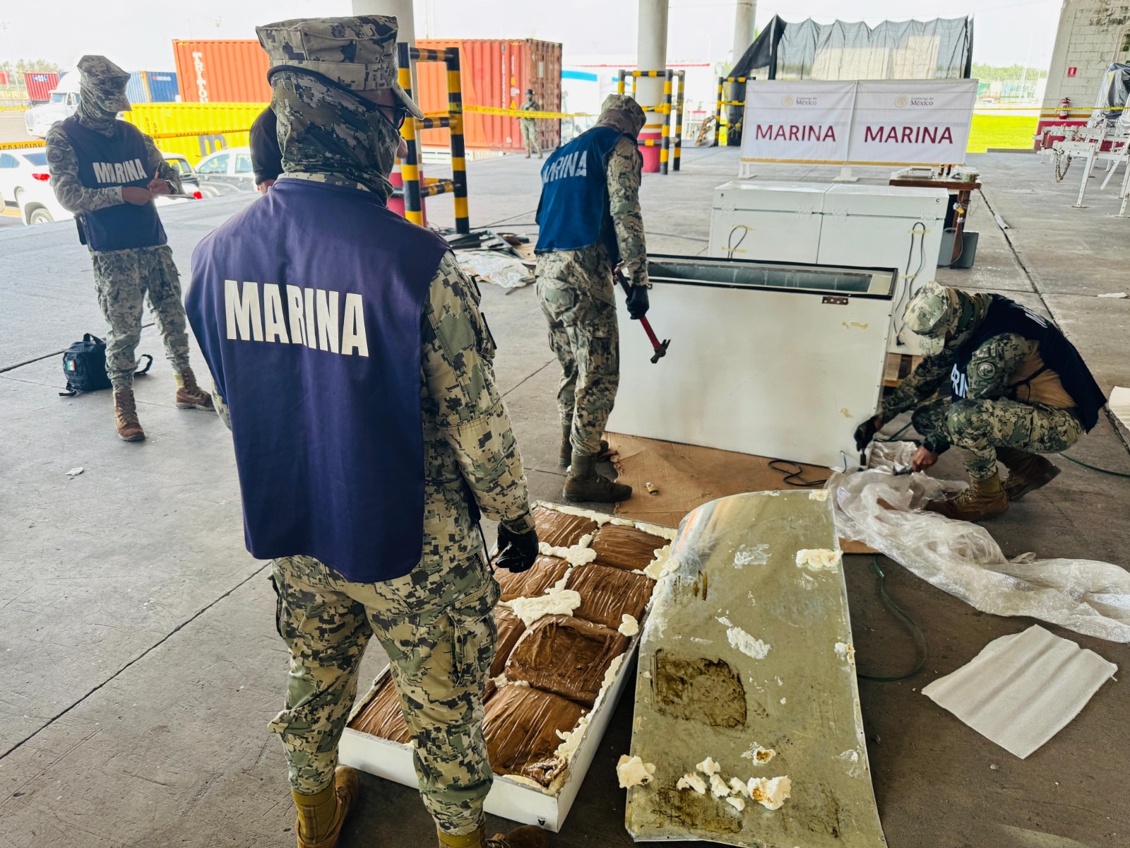 Marina confirma aseguramiento de 330 kilos de presunta marihuana en el puerto de Veracruz
