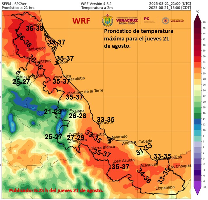 Ambiente cálido y lluvia en centro y zona sur para este jueves en Veracruz
