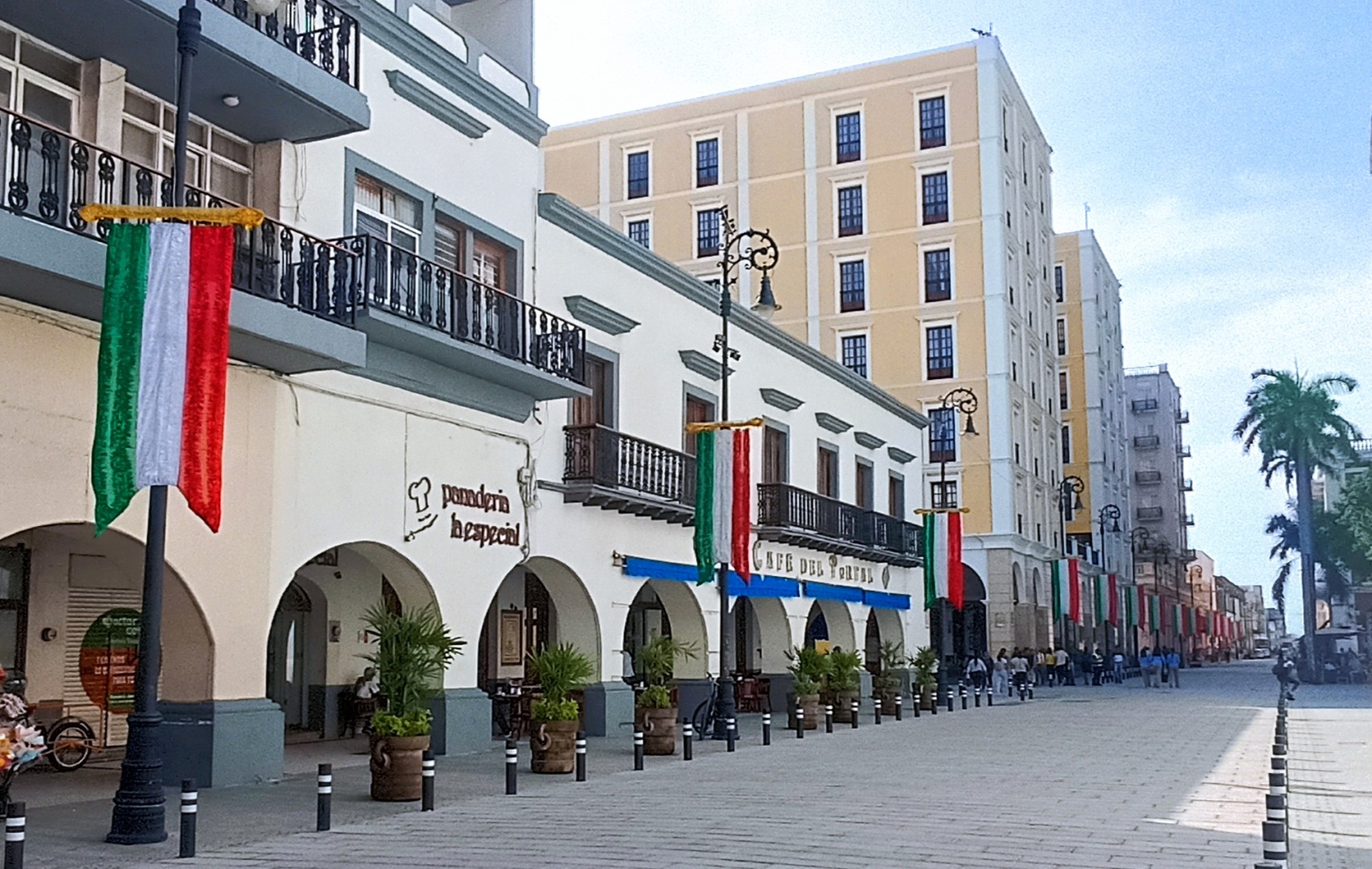 Inicia colocación de adornos alusivos a las Fiestas Patrias en el Centro Histórico de Veracruz